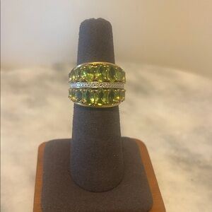 Gold plated Sterling Silver Green Gemstone Ring Size 6
